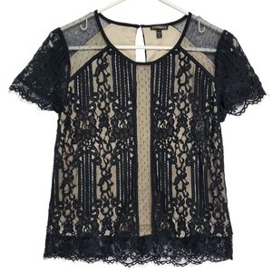 🟢2456 * Express Black Lace Top Blouse Bohemian Hippie Chic Elegant Size S